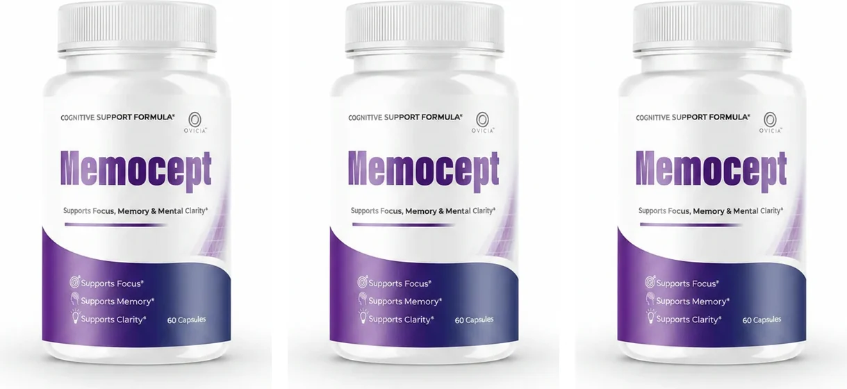 Memocept 3-bottle package shown flat